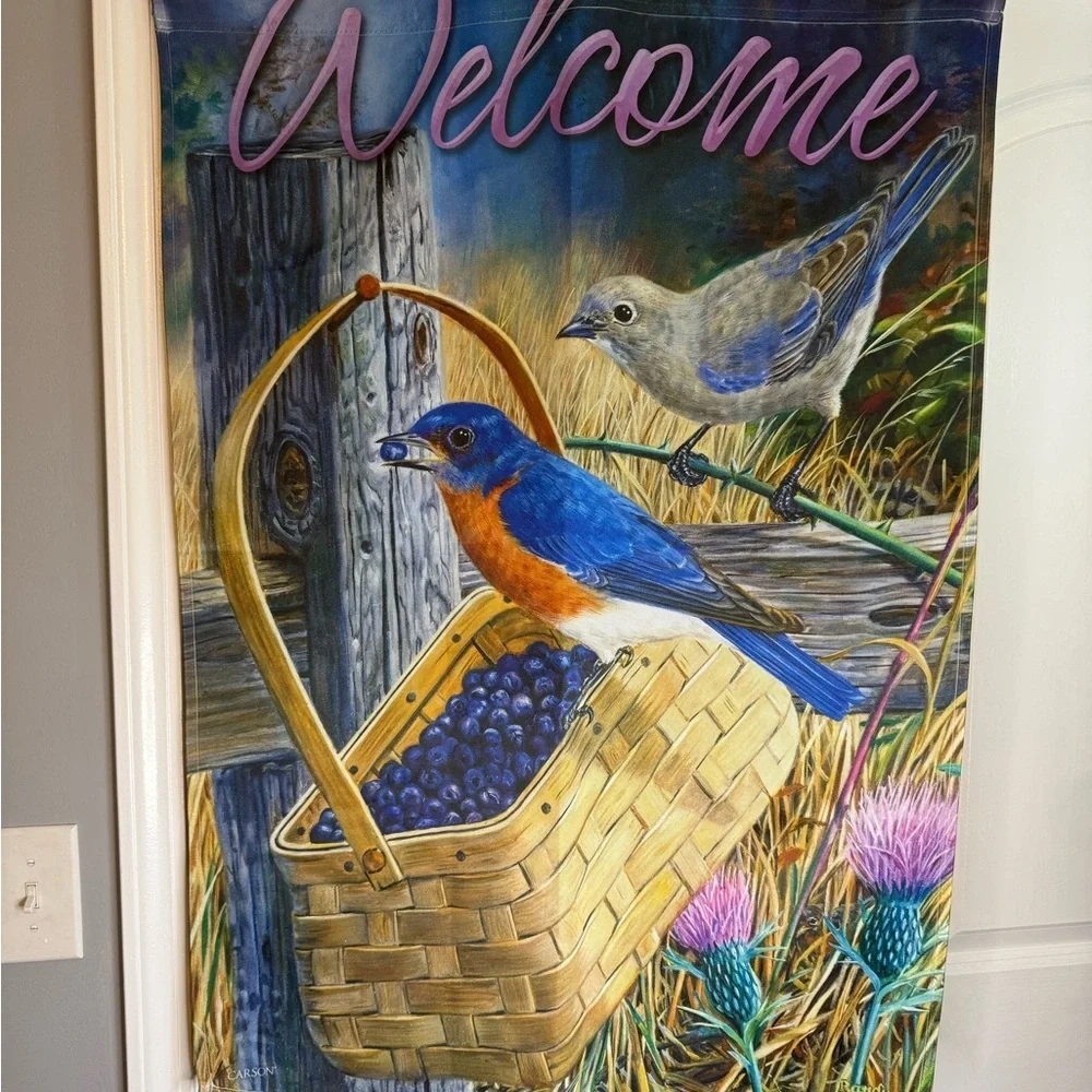 Welcome Bird and Basket Garden Flag